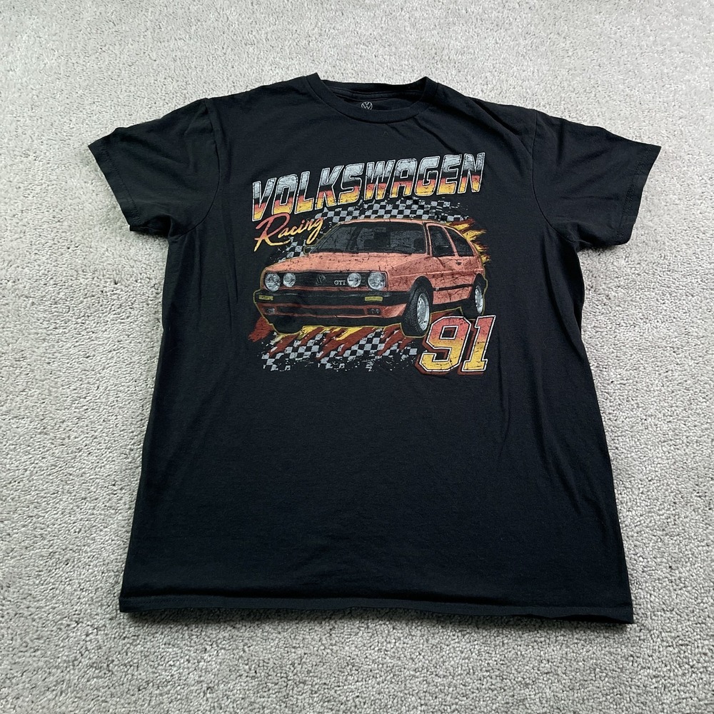 Volkswagen VW Shirt Mens Medium Black GTI Racing 1991‎ Retro Automobile Merch